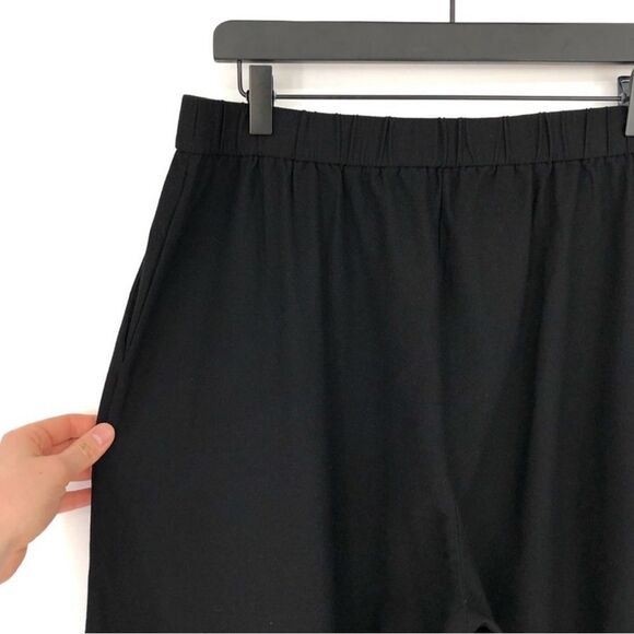 Eileen Fisher System Lightweight Stretch Crepe Wide-leg Pant in Black Size 12 - Picture 8 of 10